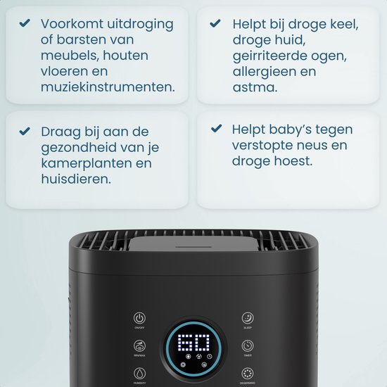 Auronic Luftbefeuchter - 4 l Fassungsvermögen - Mit Aromatherapie und Nachtmodus - BPA-frei und flüsterleise - 360-Grad-Düse - Kunststoff - Schwarz