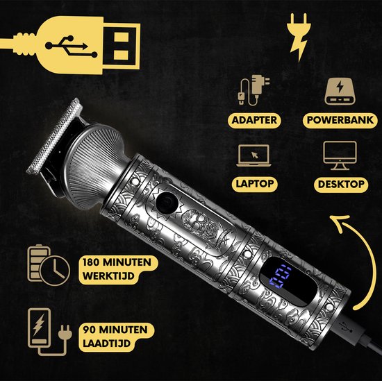 6-in-1 Barttrimmer Männer - Trimmer für Bart und Körper - Inkl. 6 Aufsätze - Body Groomer Männer - Body Trimmer Männer - Clippers - 0.5-15MM - Nase und Ohren - Multitrimmer - Haartrimmer - Trimmgerät Bartmaschine - Multigroomer