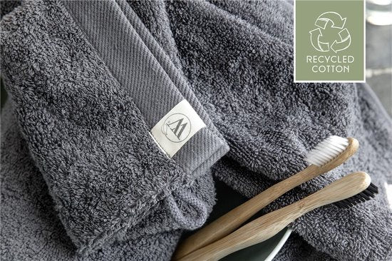 Walra Waschlappen aus recycelter Baumwolle – 2 Stück à 16 x 21 – 100 % Baumwolle, davon 70 % recycelt – Grau / Anthrazit