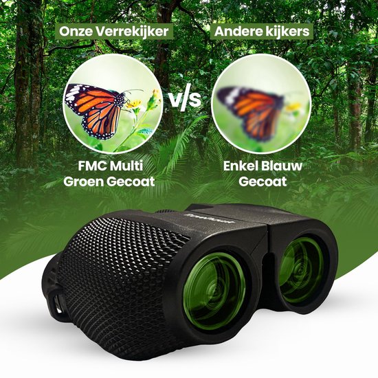 TravelHawk Fernglas - 10x25 - BAK4 - Voll multivergütet (FMC) - Kompaktes Fernglas - Wasserdicht - Mit Umhängekordel, Tragetasche - für Vogelbeobachtung, Jagd, Theater - Schwarz