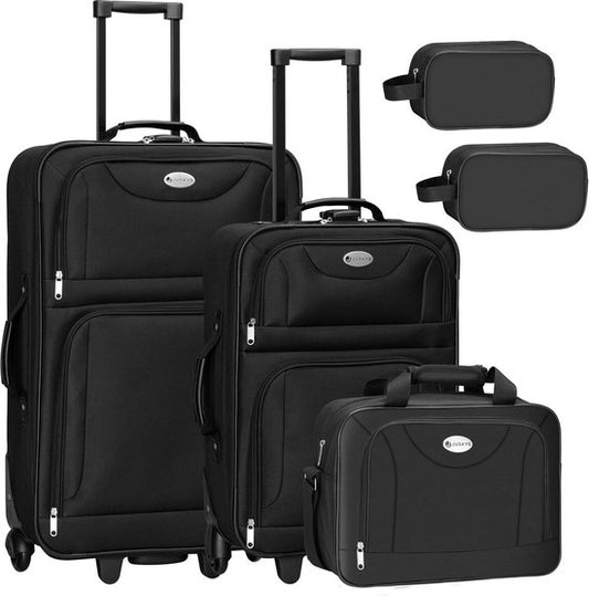 Juskys Trolley-Reisekoffer-Set / Kofferset Athen - 5-teilig - Schwarz