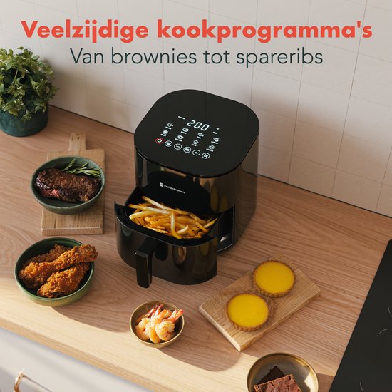 KitchenBrothers Airfryer XL - 5L - 2000W - Heißluftfritteuse - Duale Heizung - 80ÂºC bis 200ÂºC - 8 Kochprogramme - Schwarz