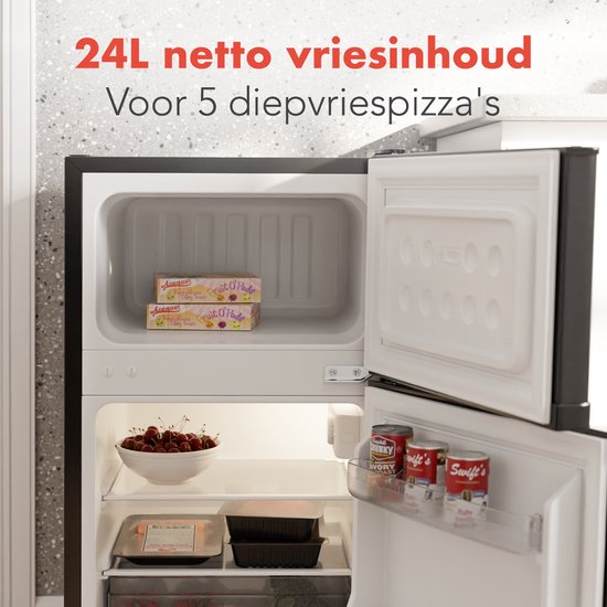 KitchenBrothers Kühlschrank - 61L Kühlfach - 24L Gefrierfach - Eisfach - Frigo - Freistehend - Schwarz