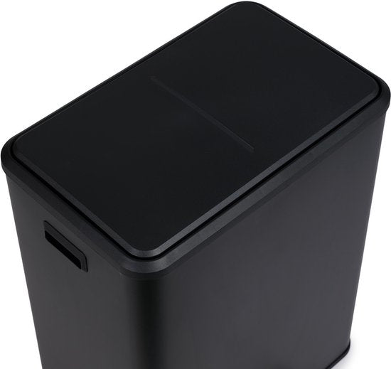 Umuzi Cleaning Double Mülleimer - 60L - Treteimer - Soft Close - 53x38x66 - Mattschwarz
