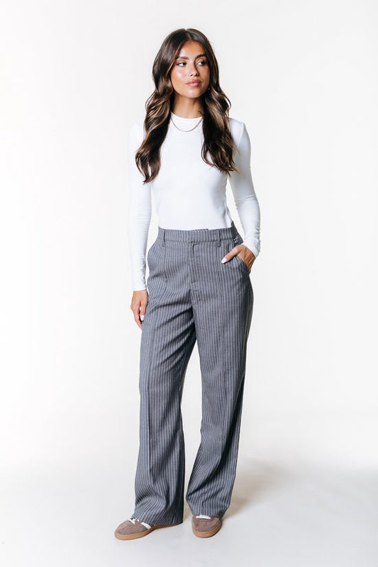 Colourful Rebel - Rus Stripe Straight Pants Elastic Waistband - Damen - Hosen