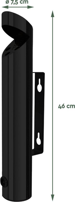 BRASQ Wandaschenbecher Schwarz - 1,7 Liter Fassungsvermögen - Outdoor-Aschenbecher