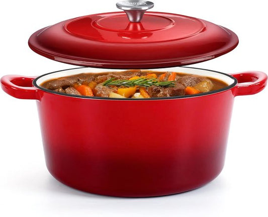 Castex Elegance Royal Gusseisen-Kasserolle mit Deckel 28 cm - Induktionspfanne - Gusseisen-Kasserollen - Rot