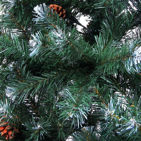 Casaria Weihnachtsbaum 180cm PVC - Schnee-Effekt Tannenzapfen - Grün-Weiß