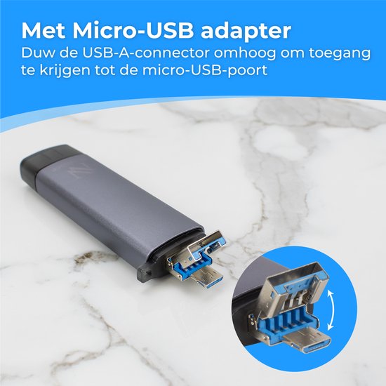 Nuvance - SD-Kartenleser - USB-Stick - SD-Kartenleser USB C - Kartenleser - Micro-USB - Speicherkartenleser - Micro-SD-Adapter - SD-Kartenleser - Micro-SD-Kartenleser - USB 3.0 - Geeignet für alle Smartphones & Computer