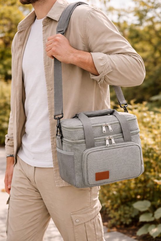 Ceruzo Kühltasche 14L - Isolierte Lunch-Tasche - Doppelfach - Grau-23 x 20 x 30 cm