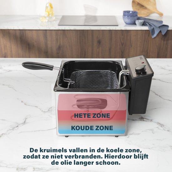 Princess Fryer 185000 - Großfritteuse - 1 großer und 2 kleine Körbe - 5 Liter - 3270W - Sichtfenster - Kaltzone - Anti-Geruchsfilter
