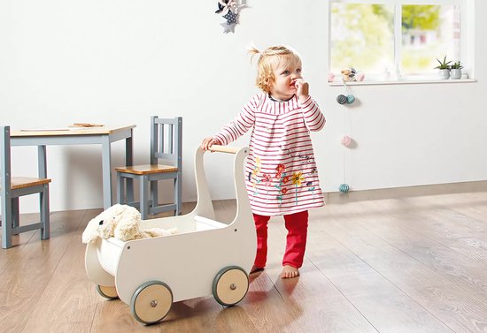 Pinolino Holz-Laufwagen Mette Weiß – Puppenwagen