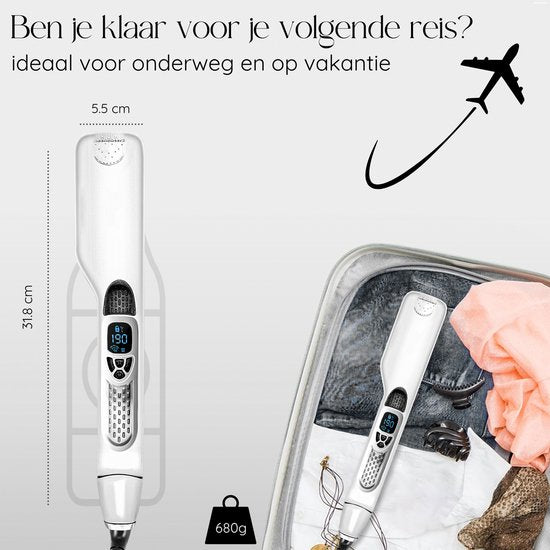 Sansbeauté® Dampfglätter - Dampfglätter - Breite Platten - Professionelles Glätteisen - Dampfglätter - Weiß