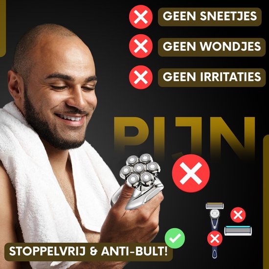 6-in-1 Sansbeauté® SkullSharp MAX Rasierer - Für Männer - Trimmer - Clipper - Gesichts- und Kopfrasierer - Nass- und Trockenrasur - Elektrisch