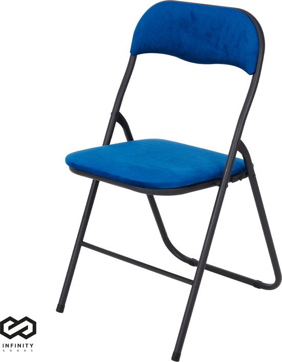 Infinity Goods Klapstoel - Vouwstoel - Fluweel - Eettafelstoel - Opklapbare Stoel - 43 x 47 x 80 CM - Stoel - Blauw