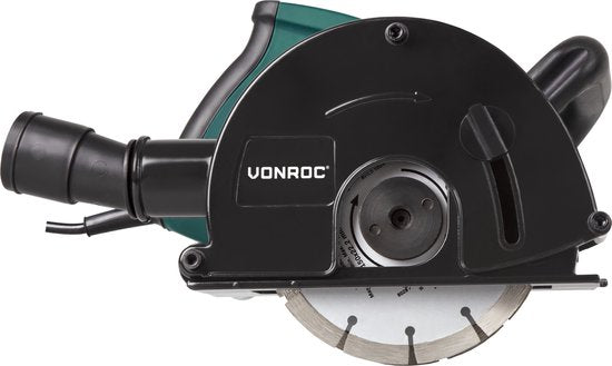 VONROC - Mauernutfräse - Inkl. 2 Diamantscheiben & Aufbewahrungstasche - Schlitzmaschine - 1700W - Ø150MM - schwarz/grün