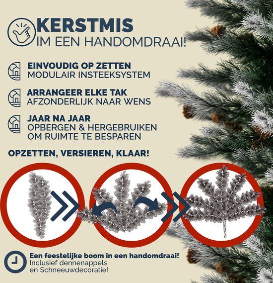 Casaria Weihnachtsbaum 180cm PVC - Schnee-Effekt Tannenzapfen - Grün-Weiß