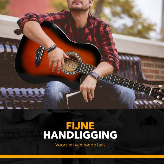 Finesse Western Akustikgitarre - Mit Videokurs - Für Kind & Erwachsener - Sunburst
