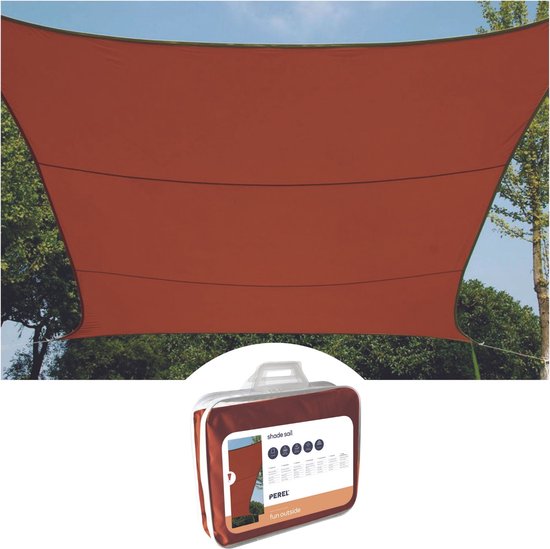 Perel Schattentuch, wasserabweisend, 3,6 x 3,6 m, 160 g/m², Polyester, quadratisch, terracotta