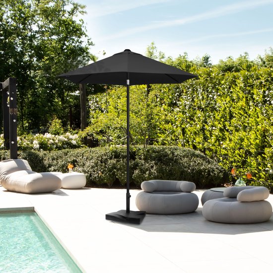 VONROC Premium Sonnenschirm Torbole - Ø200cm - Strapazierfähiger Stockschirm - UV-beständiges Gewebe - Anthrazit/Schwarz - inkl. Schutzhülle