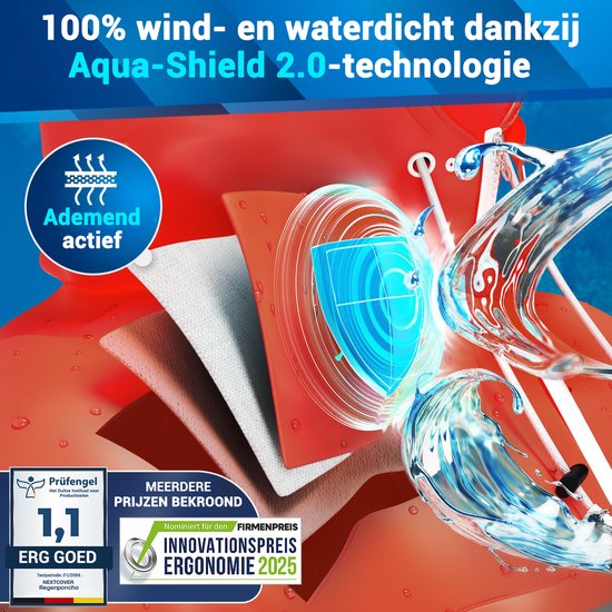 Nextcover Regenponcho Fahrrad für Damen und Herren | Regencape mit AquaShield 2.0 Technologie, wind- und wasserdicht | Ideal zum Radfahren, Wandern und Angeln | Fahrradponcho Erwachsene Unisex Fit | Poncho