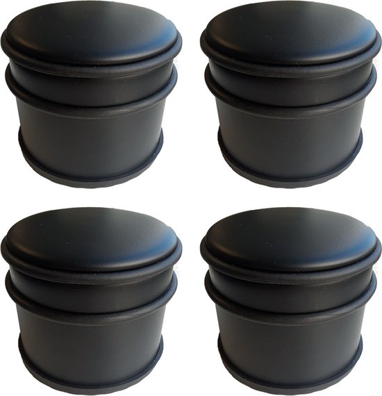 BRASQ 4er Set Türstopper - Türstopper Schwarz mit Anti-Rutsch - 1,1 Kg Für Innen und Außen - Türpuffer ⌀9 x 7,5 cm