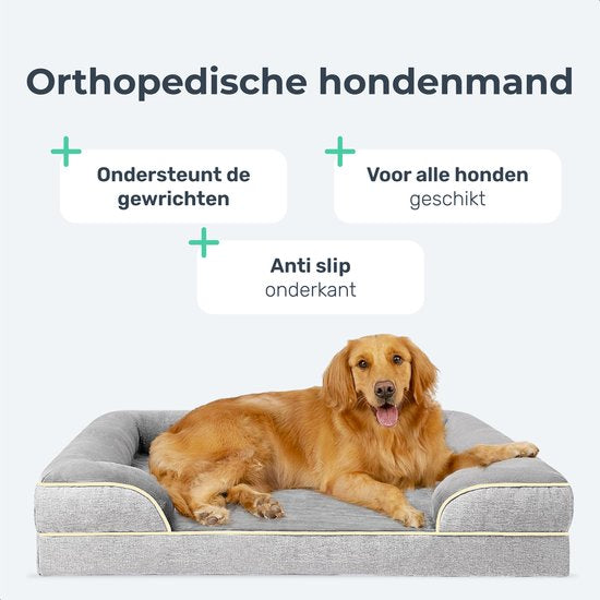 Orthopädisches Hundekissen XL - Orthopädischer Hundekorb - Bett - Bank - Waschbar - Hundebett - Panier Chien - Grau - Dutchwide