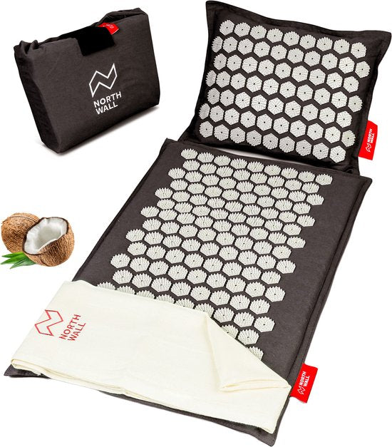 Northwall Nagelmatte - Mit Kissen & Tragetasche - Mit Nagelkissen - Akupunktur - Meditation - Shakti Massage - Schwarz