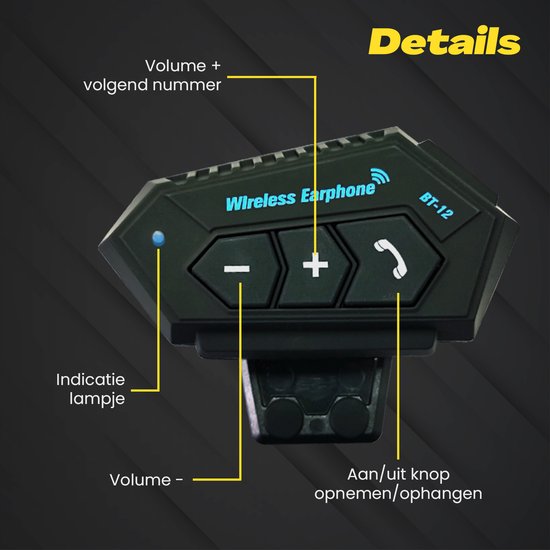 Motorradhelm-Bluetooth-Headset – mit Mikrofon für den Helm – wasserdicht – universelle Passform