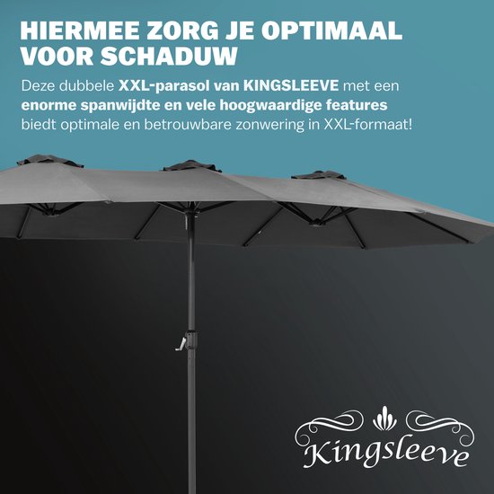 Kingsleeve Doppel-Sonnenschirm XXL - 460x270cm UV-Schutz - Anthrazit