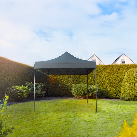 VONROC Partyzelt - 3x3 m - Premium easy-up Partyzelt - Modulares Design - Faltbar - Wasserdicht - Stahlrahmen - 50+ UV Schutz - Inklusive Aufbewahrungstasche - Grau