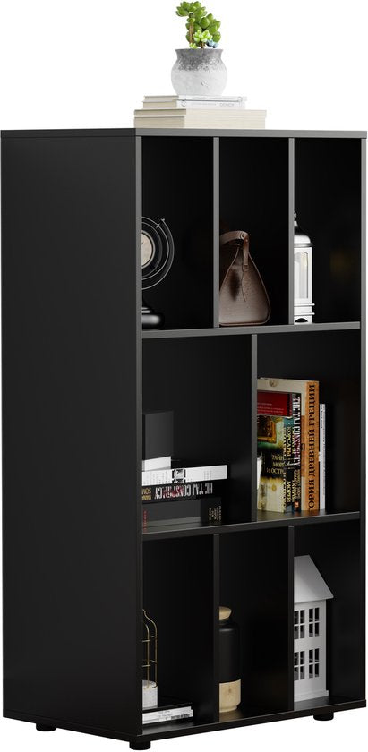 VDD – Regalschrank – Aufbewahrungsschrank für LP-Schallplatten – Plattenschrank – Aufbewahrungsregal – Plattenregal – Bücherregal – 8 Fächer – schwarz