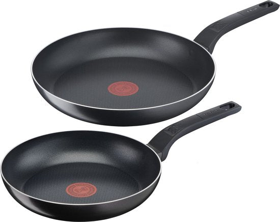 Tefal Easy Cook & Clean - Bratpfannen-Set - Ø24 und Ø28 cm - Nicht für Induktion geeignet - Antihaftbeschichtung - Aluminium - Schwarz