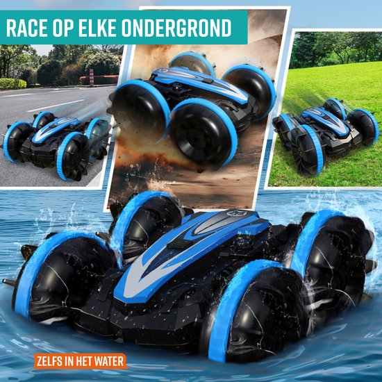 NAPI Controlled Car All-Terrain - RC Car mit 2 Batterien - Wasserdicht - Spielzeugautos Jungen - Outdoor-Spielzeug - Rennwagen/Boot Land & Wasser - 1,5h Spaß - Radiographisch - Aqua-Land Racer