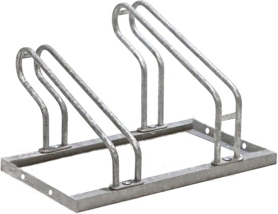BRASQ Fahrradträger für 2 Fahrräder - Fahrradständer - Fahrradträger - Fahrradträger für Boden Inklusive Befestigungsmaterial - Silber