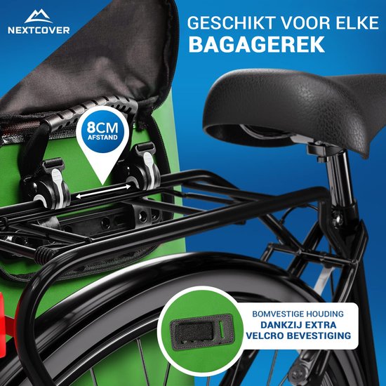 NEXTCOVER® NEXTCOVER® NEW 3-in-1 Fahrradtasche für Gepäckträger [Aquashield] - Reflektierende Gepäcktasche wasserdicht - Rucksack und Umhängetasche [25 Liter]- Gemüse