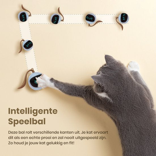 Otiume - Interaktiver Katzenball - Selbstrollend - USB Wiederaufladbar - weiß