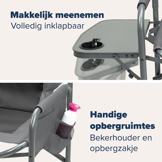 TRVLMORE Campingstuhl - Zusammenklappbar - Leichtgewicht - 120 kg Belastbarkeit - Grau