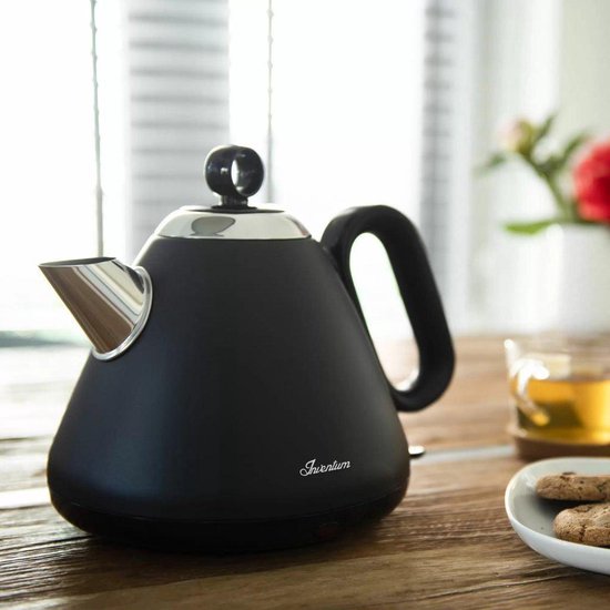 Inventum HW617B - Retro-Wasserkocher - Fassungsvermögen 1,7 Liter - Edelstahl - 2200 Watt - Schwarz/Edelstahl