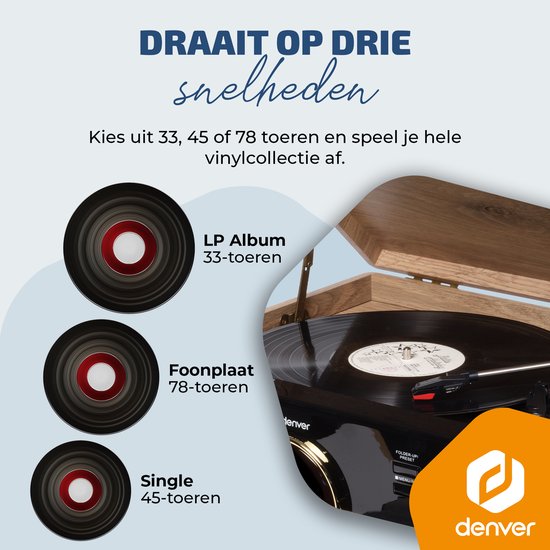 Denver Retro-Schallplattenspieler - Radio - CD - Kassette - Bluetooth - mit automatischer Abschaltung