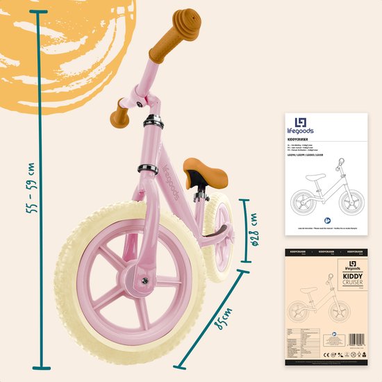 LifeGoods Balance Fahrrad - 2-5 Jahre - Jungen und Mädchen - Balance Bike - Pink