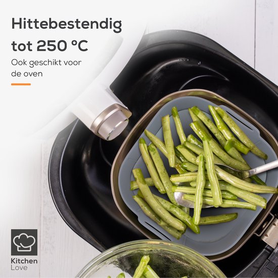 KitchenLove Airfryer Tabletts Silikon XL - 2 Stück - Quadratisch - Backpapier Alternative - Zubehör - BPA frei - 20CM