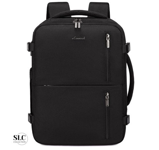 SLC-Collection – Schwarz – Rucksack – 25 Liter - Transavia - Handgepäck - 40 x 30 x 20 cm - 14-Zoll-Laptop - USB-Anschluss - Laptoptasche - Damen - Herren - Reisetasche – Koffer - 10XS
