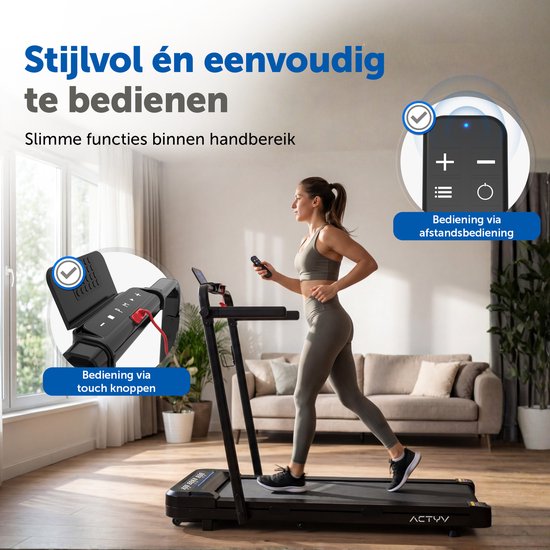 ACTYV Laufband Zusammenklappbar 1-12km/h - Inklusive Schmieröl, Schutzmatte - Laufband - Tretmühle - Walking Pad - Für Zuhause - Elektrisch - Zusammenklappbar V3