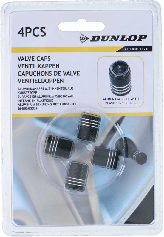 Dunlop Ventilkappen Av Aluminium Schwarz 4 Stück