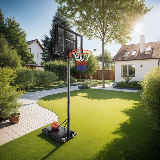 tectake - Basketballständer 230-305cm Basketballring Basketballanlage mit Rollen - inkl. Ball und Pumpe