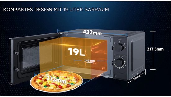 HANSEATIC Mikrowellenherd HM19B1M Leistung: 700 W, Auftaufunktion, 5 Leistungsstufen