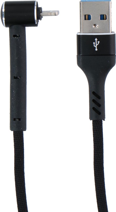 Grundig USB-Kabel - USB-A zu Lightning - Kompatibel mit iPhone und iPad - 3-in-1: Aufladen, Synchronisieren und Telefonständer - 1 Meter - Schwarz