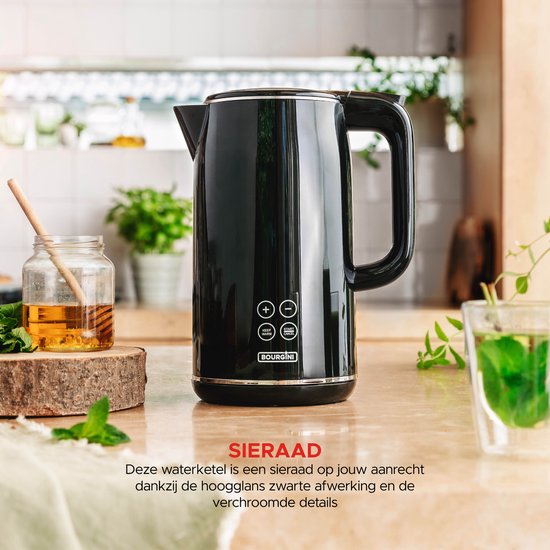 Bourgini Digitaler Wasserkocher Cool Touch - 1.7L - Schwarz