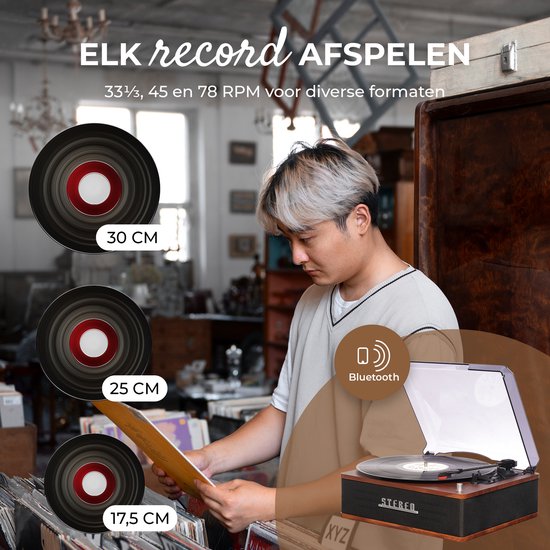 Denver Plattenspieler - Eingebaute Lautsprecher - Retro - Automatische Abschaltung - Bluetooth - VPB262